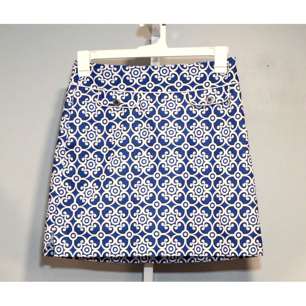 EP Pro Size 4 Golf/Athletic B Skort Blue/White Pattern Side Zip Pockets